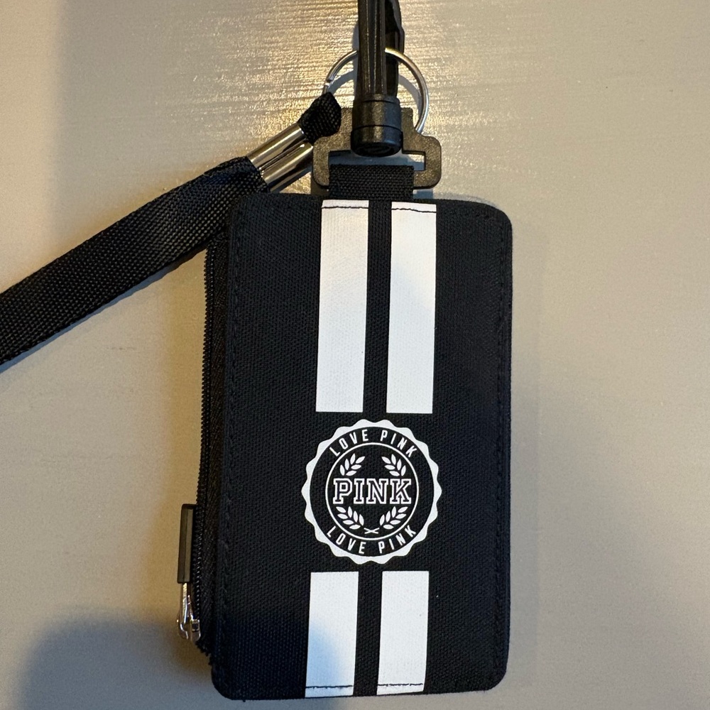 PINK Black Zip Pull Card Holder Accent